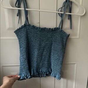 Blue Smocked Women's Top